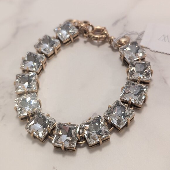 J.Crew Square-shaped Crystal Tennis Bracelet - Picture 1 of 6